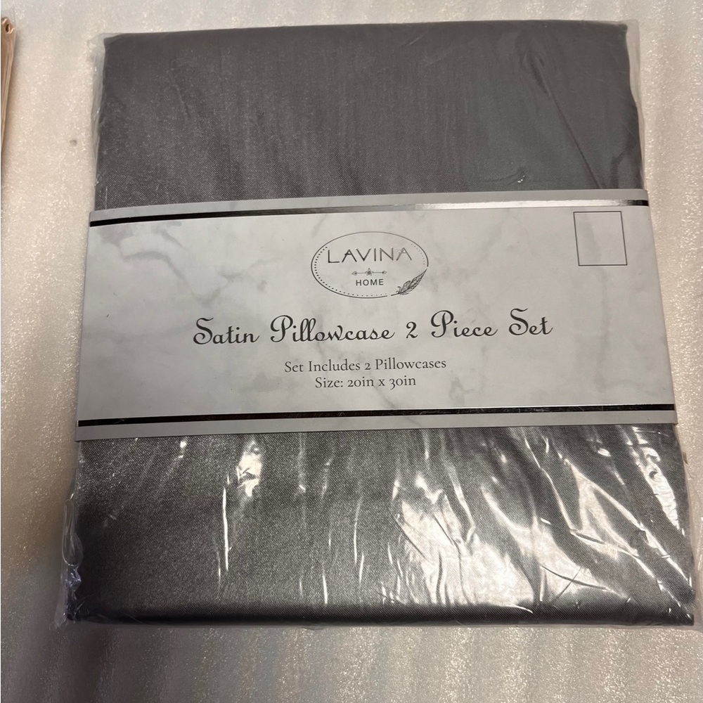 Satin Pillowcase 2 Piece Set Gray satin pillow cases NWT